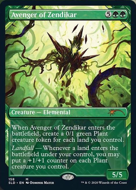 【Foil】(158)■フルアート■《ゼンディカーの報復者/Avenger of Zendikar》[SLD] 緑R
